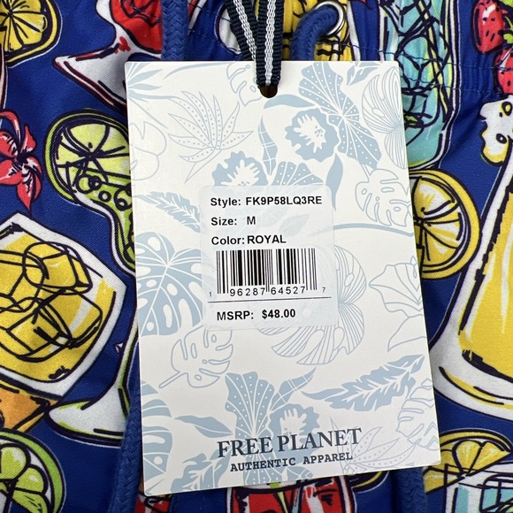 FREE‎ PLANET SWIM TRUNKS MEN'S MEDIUM COCKTAIL BEER BOARD SHORTS BEACH - Picture 8 of 13